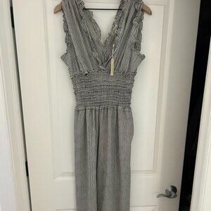 Black and white ruffled jumpsuit